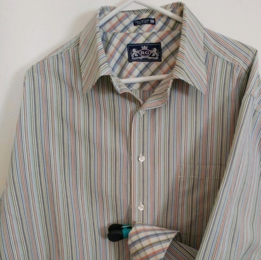 Multicolor Stripe Men's Dress Shirt - Long Sleeve